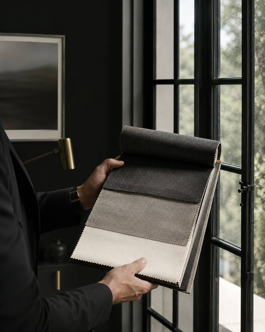 Obscura Studio — fabric consultation at a client home in Cape Town